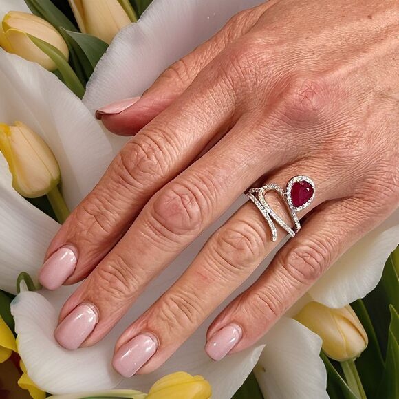 Natural Ruby Diamond Ring 6.75 14k W Gold 2.32 TCW Certified $5,950 310542 - Picture 4 of 16